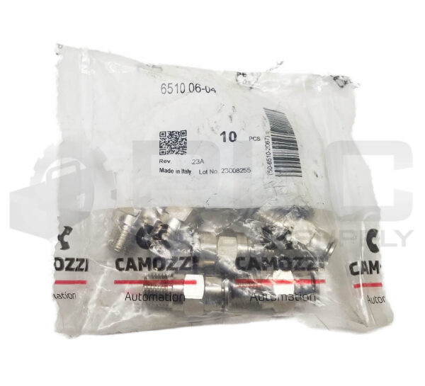 SEALED NEW BAG OF 10 CAMOZZI 6510 06-04 MALE CONNECTOR, 3/8 OD X 1/4 NPT