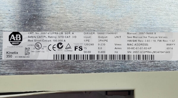 ALLEN BRADLEY 2097-V32PR4-LM /A KINETIX 350 SERVO DRIVE 3PH 50/60HZ *READ* - Image 6