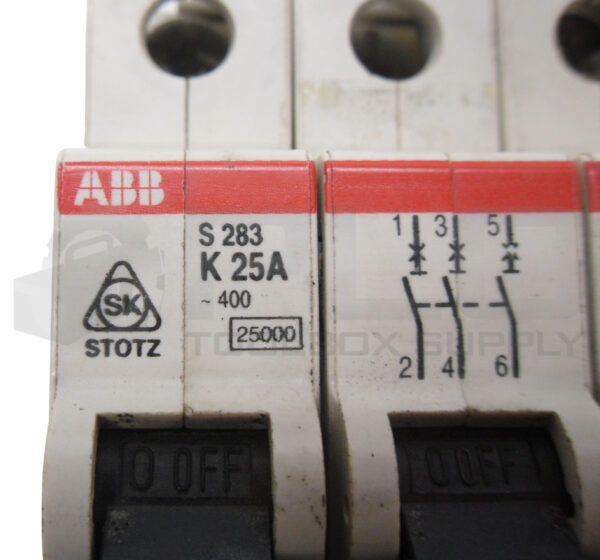 ABB S283-K25A CIRCUIT BREAKER 3 POLE 6A 254/440VAC - Image 5