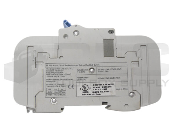 WEG UMBW-4C1-6 CIRCUIT BREAKER 1 POLE 6A 277VAC - Image 3