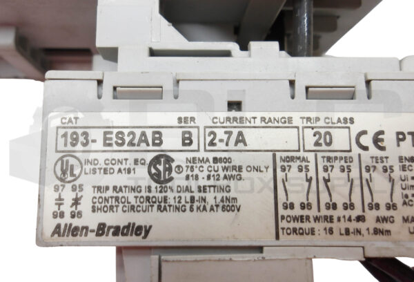ALLEN BRADLEY 100-C09D*10 /A CONTACTOR W/ 193-ES2AB /B OVERLOAD RELAY - Image 6