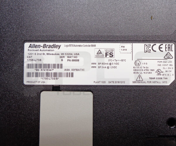 ALLEN BRADLEY 1756-L73S /B LOGIX 5573S AUTOMATION CONTROLLER 8M/4M - Image 4