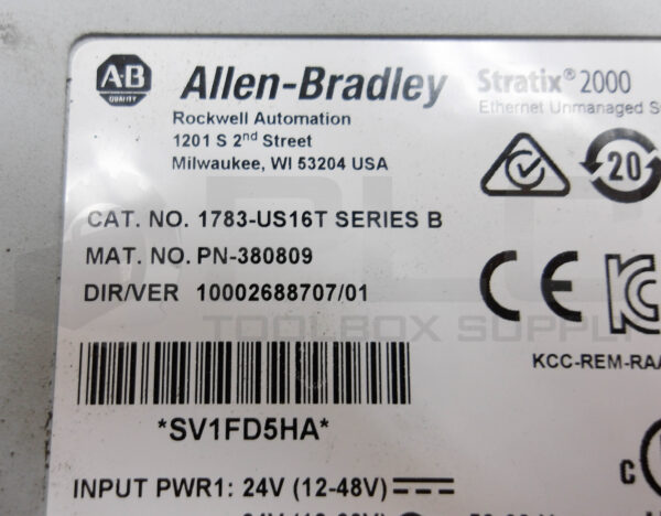 ALLEN BRADLEY 1783-US16T /B ETHERNET UNMANAGED SWITCH 24V 8W - Image 6