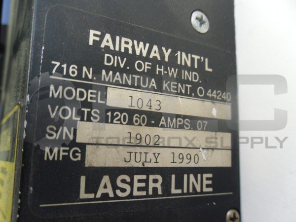 FAIRWAY INT'L MODEL 1043 VOLTS 120 60 - AMPS 07 LASER LINE - Image 3