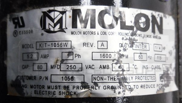 MOLON RITE HITE KIT-1056W GEAR MOTOR 1/4HP 1600RPM 5.2A 60HZ 800035 56/47RPM - Image 8