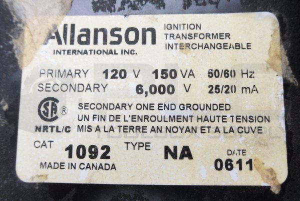 NEW ALLANSON 1092 INTERCHANGEABLE IGNITION TRANSFORMER TYPE NA 120V *READ* - Image 7