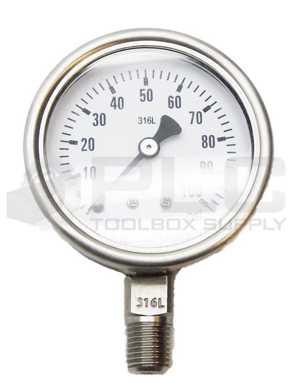 NEW BOURDON 316L PRESSURE GAUGE 0-100PSI