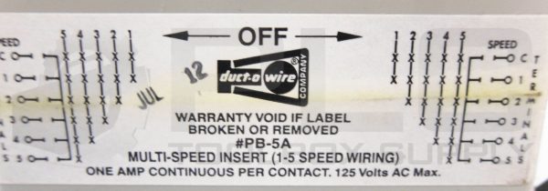 NEW DUCT-O-WIRE PB-5A MULTI-SPEED PUSH BUTTON INSERT 125VAC - Image 6