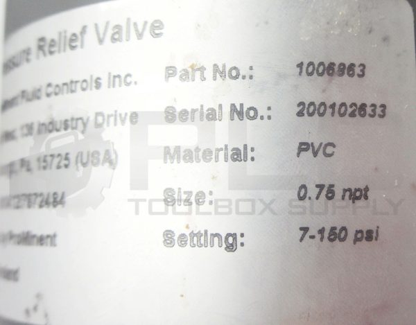 NEW PROMINENT FLUID COCNTROLS 1006863 PRESSURE RELIEF VALVE SIZE:NPT 0.75" - Image 9