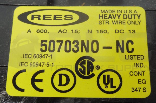 NEW REES 40102-104 PUSHBUTTON OPERATOR W/ 50703N0-NC CONTACT BLOCK 600A 15VAC - Image 4