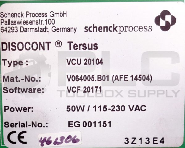 NEW SCHENCK PROCESS VCU 20104 CONTROL UNIT V064005.B01 POWER 50W 115-230VAC - Image 6