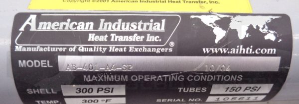 NEW AMERICAN INDUSTRIAL HEAT TRANSFER AB-401-A4-SP HEAT EXCHANGER - Image 8