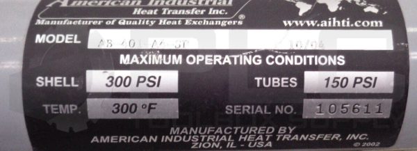 NEW AMERICAN INDUSTRIAL HEAT TRANSFER AB-401-A4-SP HEAT EXCHANGER - Image 9