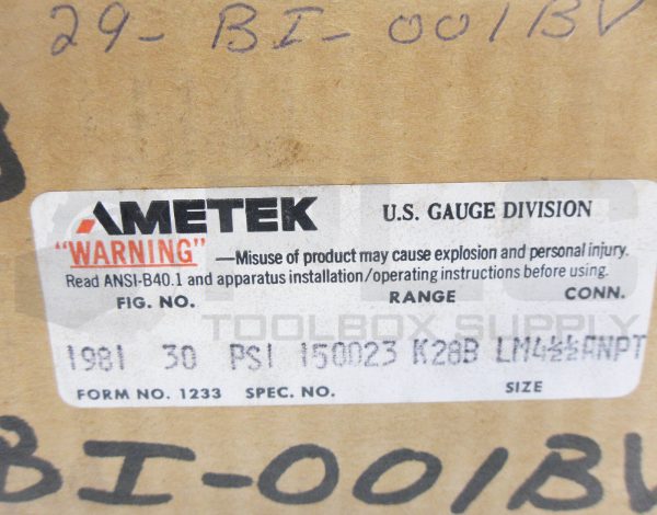 NEW AMETEK 1981 PRESSURE GAUGE 0-30PSI 4-1/2" LM 1/2"ANPT *READ* - Image 7