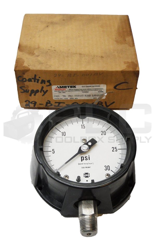 NEW AMETEK 1981 PRESSURE GAUGE 0-30PSI 4-1/2" LM 1/2"ANPT *READ*