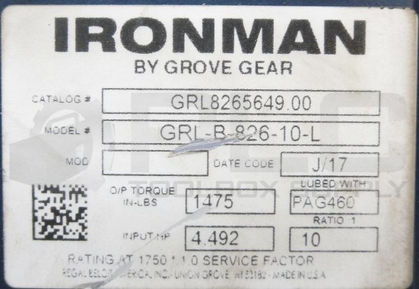 NEW GROVE GEAR IRONMAN GRL-B-826-10-L GEAR REDUCER GRL8265649.00 *READ* - Image 7