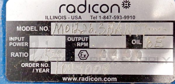 NEW RADICON RAD1.5NF1455 MOTOR 1.5HP 1750RPM W/M01226.3BAN77 REDUCER - Image 4