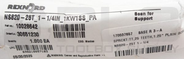NEW REXNORD 10028642 SPROCKET 1.25" BORE NS820-25T_1-1/4IN_1KW1SS_PA *READ* - Image 6