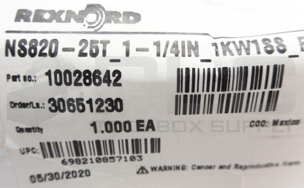 NEW REXNORD 10028642 SPROCKET 1.25" BORE NS820-25T_1-1/4IN_1KW1SS_PA *READ* - Image 7