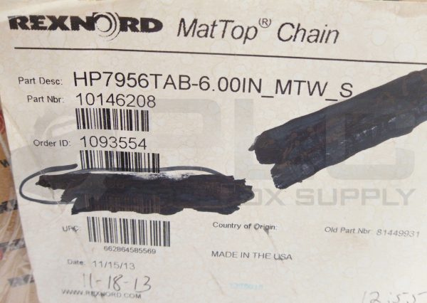 NEW REXNORD 10146208 MAT TOP CHAIN APPROX 58" HP7956TAB-6.00IN_MTW_S - Image 6