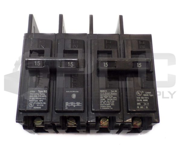 LOT OF 2 SIEMENS ITE BQ2B015 CIRCUIT BREAKER 15AMP 2POLE