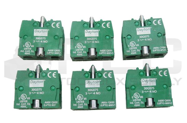 LOT OF 6 NEW DAYTON 30G075 CONTACT BLOCK