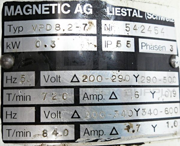MAGNETIC AG Typ: VPD8.2-7 Nr: 542454 kW: 0.3 IP: 55 Phasen: 3 - Image 5