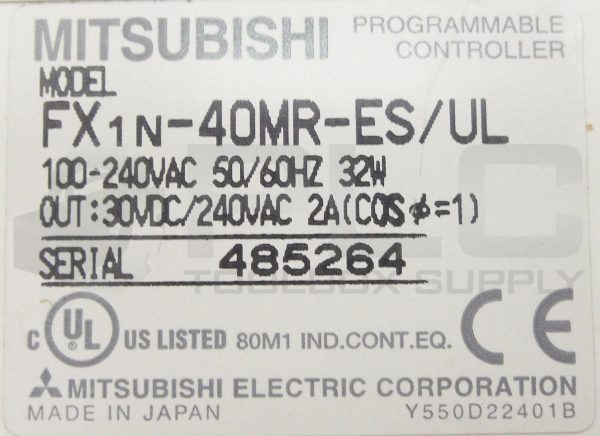 MITSUBISHI FX1N-40MR-ES/UL PROGRAMMABLE CONTROLLER 32 WATTS 24 INPUT 16 OUTPUT - Image 5