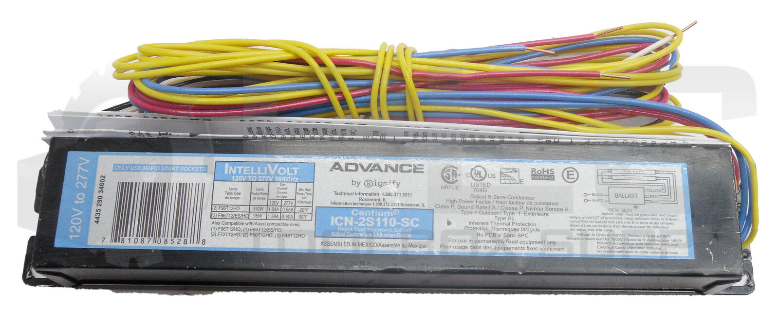 NEW ADVANCE ICN-2S110-SC RAPID START ELECTRONIC FLUORESCENT BALLAST ...