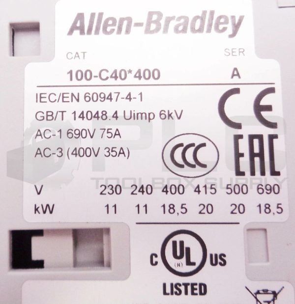NEW ALLEN BRADLEY 100-C40D400 /A CONTACTOR 110/120V 50/60HZ 100-C40*400 - Image 6