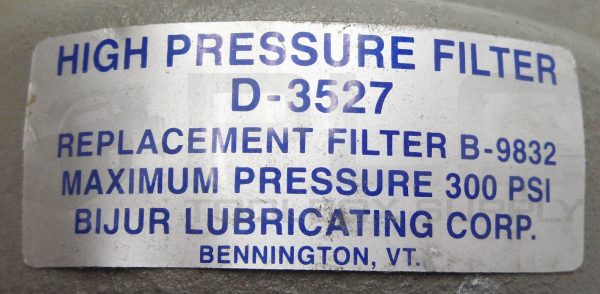 NEW BIJUR LUBRICATION CORP D-3527 HIGH PRESSURE FILTER B-9832 - Image 5