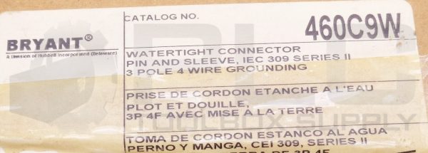 NEW BRYANT 460C9W WATERTIGHT CONNECTOR 250V 60A NSMP - Image 9