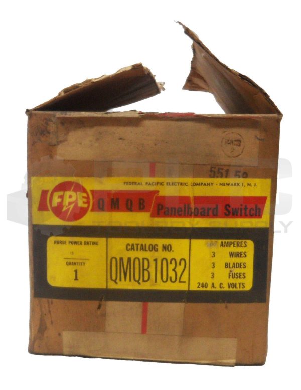 NEW FEDERAL PACIFIC ELECTRIC CO QMQB1032 FUSIBLE PANELBOARD SWITCH 15HP *READ* - Image 3