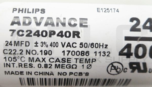 NEW LOT OF 2 PHILIPS 7C240P40R ADVANCE CAPACITOR 400VAC 50/60Hz E125174 *READ* - Image 5