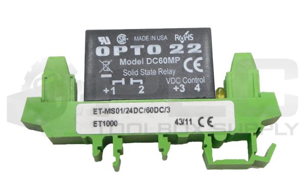 NEW OPTO 22 DC60MP SOLID STATE RELAY W/ ET-MS01/24DC/60DC/3 SOCKET ET1000