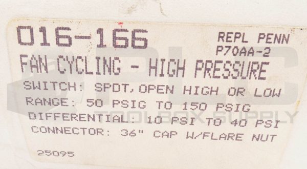 NEW RANCO 016-166 FAN CYCLING HIGH PRESSURE CONTROL SWITCH 50-150PSIG 016-166-70 - Image 9