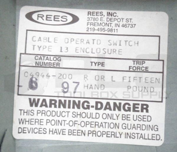 NEW REES 04944-200 CABLE OPERATED SWITCH TYPE 13 ENCLOSURE 600VAC 250VDC NSNP - Image 7