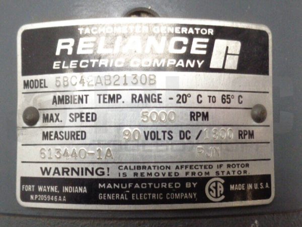NEW RELIANCE 613440-1A TACHOMETER 50VDC 1000RPM 5BC42AB2130B - Image 7