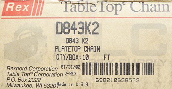 NEW REXNORD D843K2 TABLETOP CHAIN 10' PLATETOP CHAIN - Image 8
