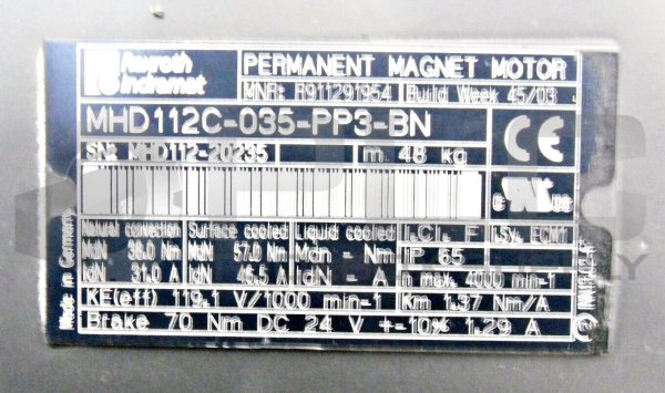 NEW REXROTH INDRAMAT MHD112C-035-PP3-BN PERMANENT MAGNET MOTOR - Image 5