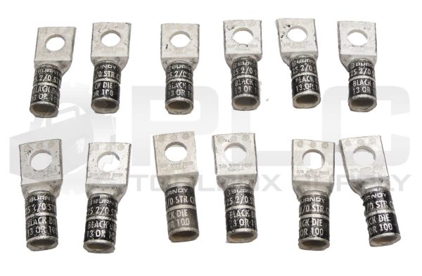 LOT OF 12 NEW BURNDY YA26-L COMPRESSION LUG N125 2/0 STR CU BLACK DIE 13 OR 100