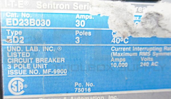 LOT OF 2 SIEMENS ED23B030 CIRCUIT BREAKER, 30AMP 3POLE 240V - Image 6