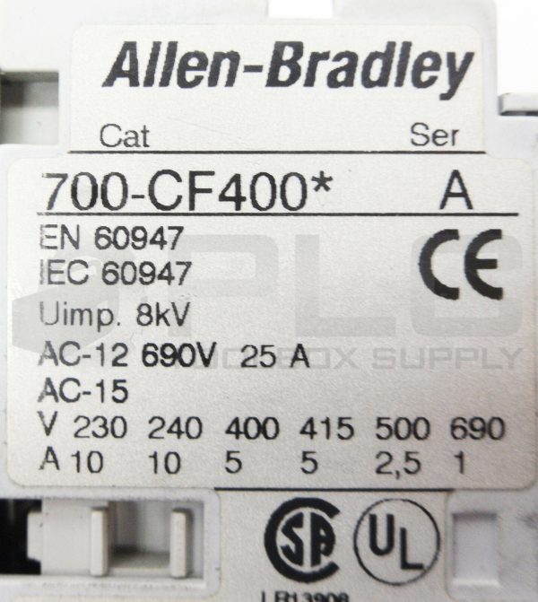 LOT OF 4 ALLEN BRADLEY 700-CF400* SER A CONTACTOR - Image 6