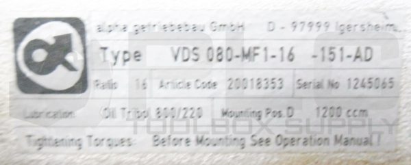 NEW ALPHA VDS 080-MF1-16 DRIVE WORM GEAR BOX 151-AD 151-BD *READ* - Image 5