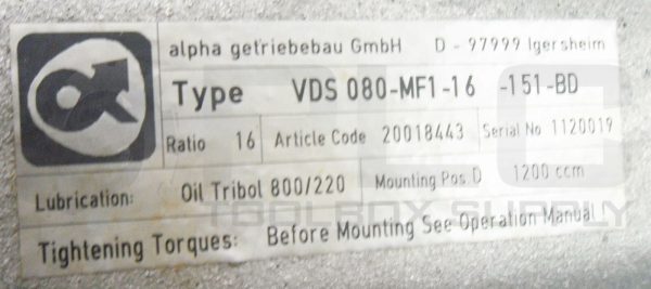 NEW ALPHA VDS 080-MF1-16 DRIVE WORM GEAR BOX 151-AD 151-BD *READ* - Image 6