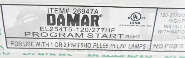 NEW DAMAR 26947A PROGRAM START ELECTRIC T5 BALLAST, 120-277V, EL254T5-120/277HF - Image 5