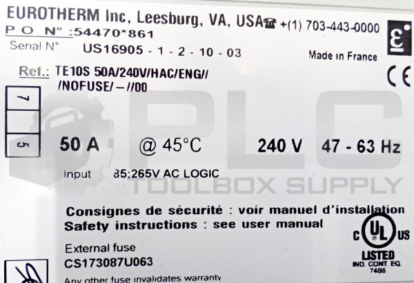 NEW EUROTHERM TE10S 50A/240V/HAC/ENG///NOFUSE/-//00 SOLID STATE RELAY - Image 5