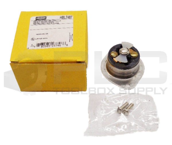 NEW HUBBELL HBL7487 FLANGED RECEPTACLE 15A 125/250V 3P 3 WIRE 7487