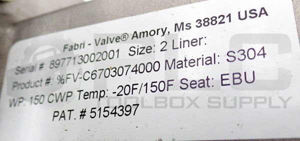 NEW ITT FABRI-VALVE %FV-C6703074000 C67 BI-DIRECTIONAL KNIFE GATE VALVE SIZE 2 - Image 8