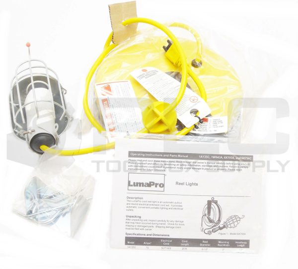 NEW LUMAPRO 1W943A 25' RETRACTABLE CORD REEL WORK LIGHT *READ* - Image 4